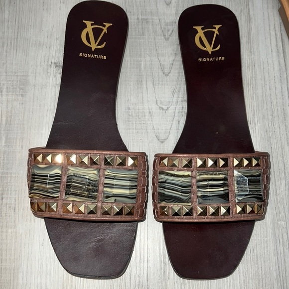 Vero Cuoio Shoes - VERO CUOIO Signature Jeweled Slide Sandals - Size 9